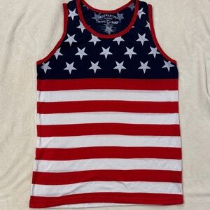 Pacific Surf Authentic Classic Red, White, and Blue Star Striped Tank Top. SM